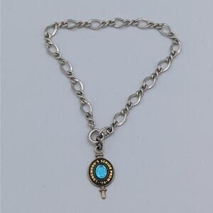Vintage 1974 Senior Prom Charm Bracelet | FED Marked Chain | Blue Glass Keepsake